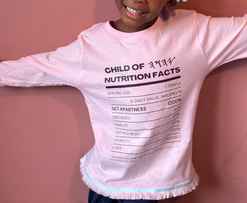 Child of YAHUAH Nutrition Facts Shirt - 100% Cotton Kids Long Sleeve Shirt