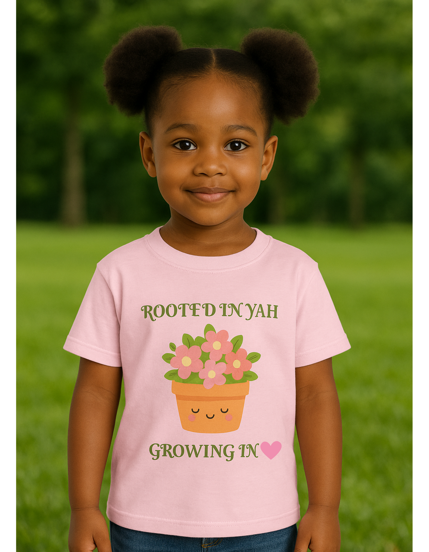 Rooted in YAH, Growing In Love - 100% Cotton Kids Shirt