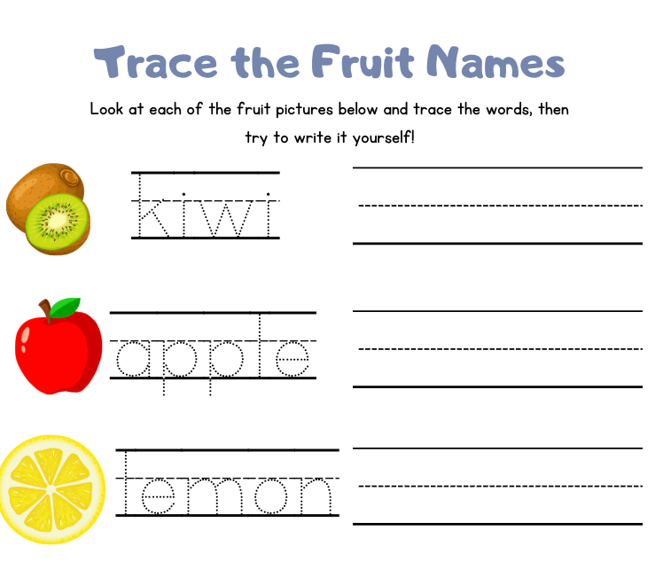 Trace the Fruits - Fruits of the Spirit Learning Theme