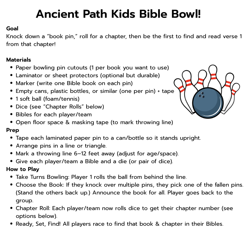 Bible Bowling Activity