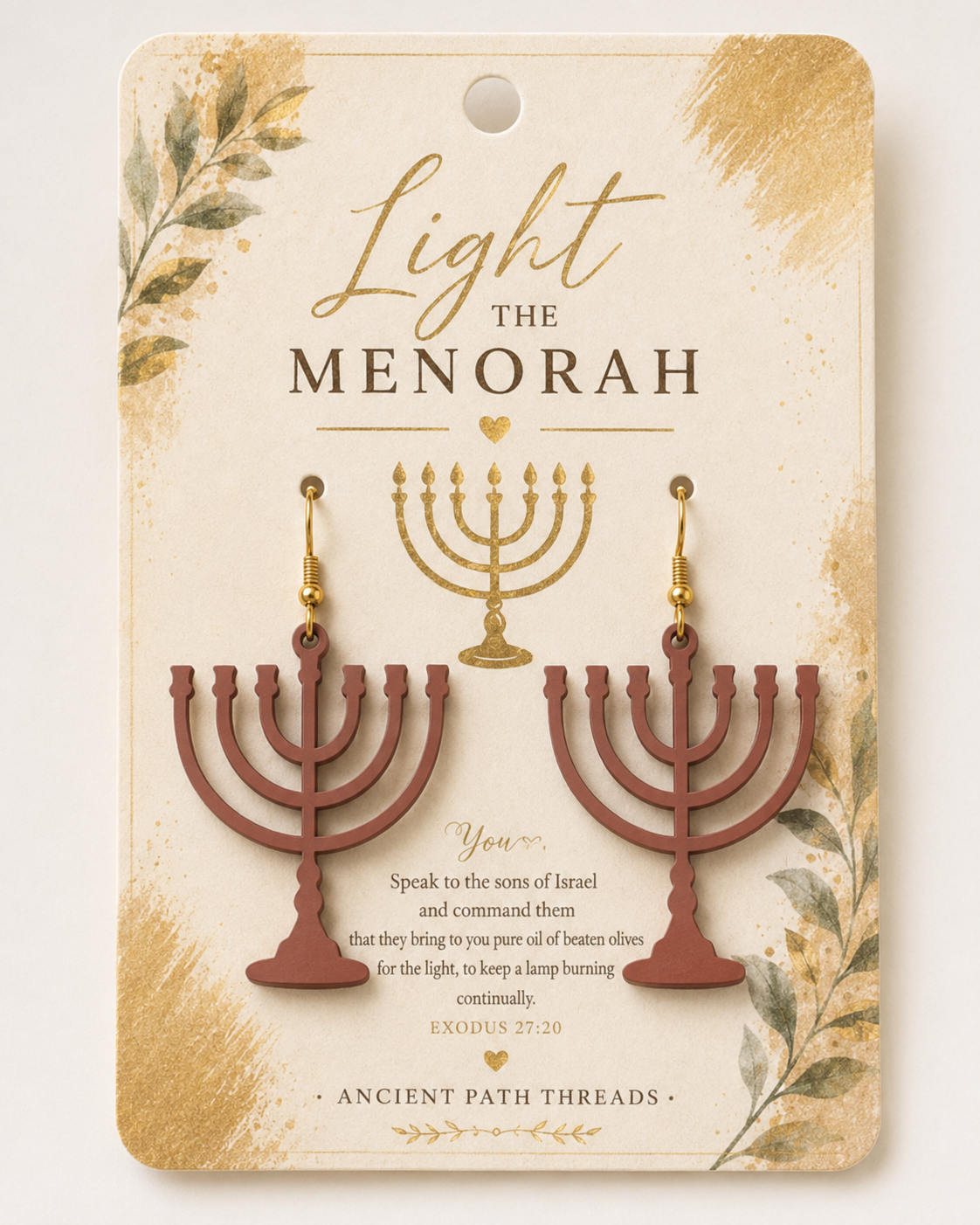 Menorah Earrings - Torah Jewelry