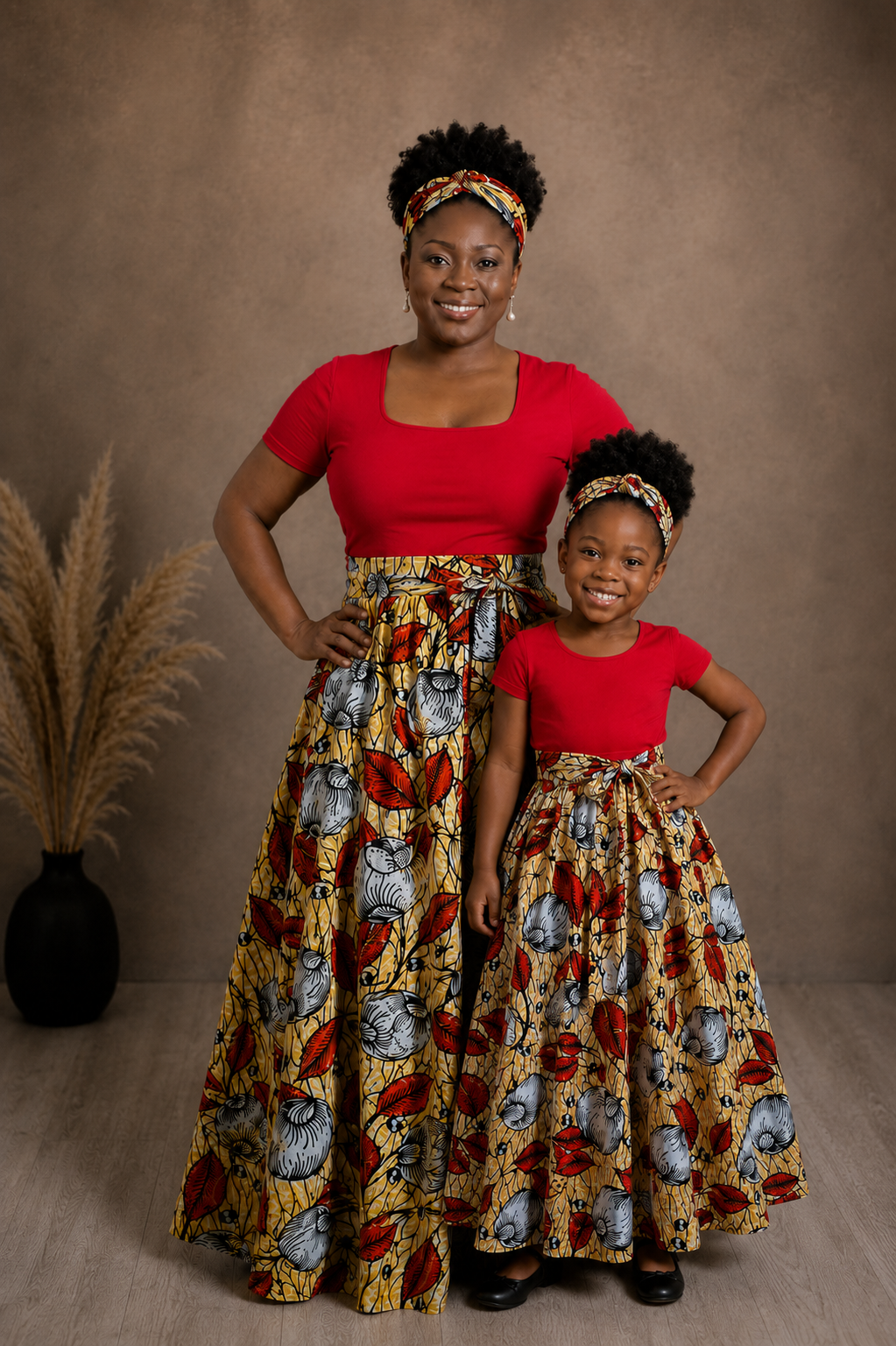 African Maxi Skirt - Red Shell Print