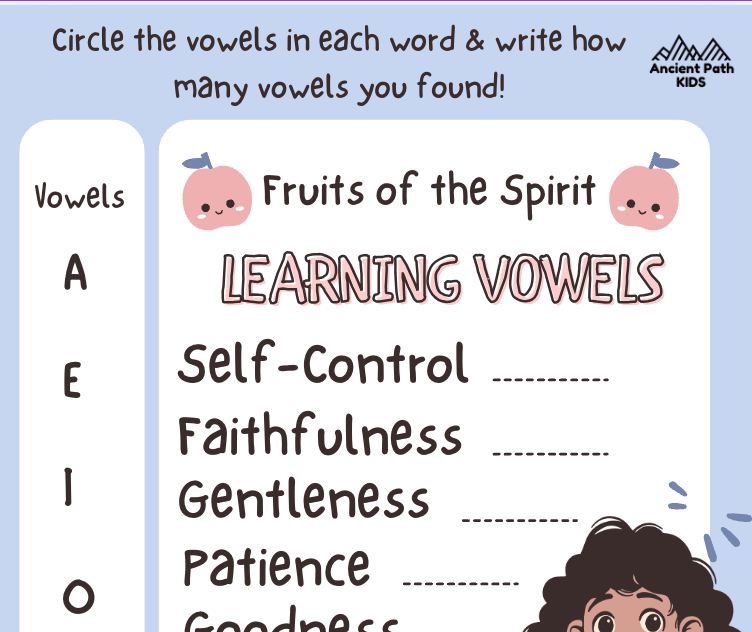 Fruits of the Spirit Learning Vowels -  Fruits of the Spirit Learning Theme