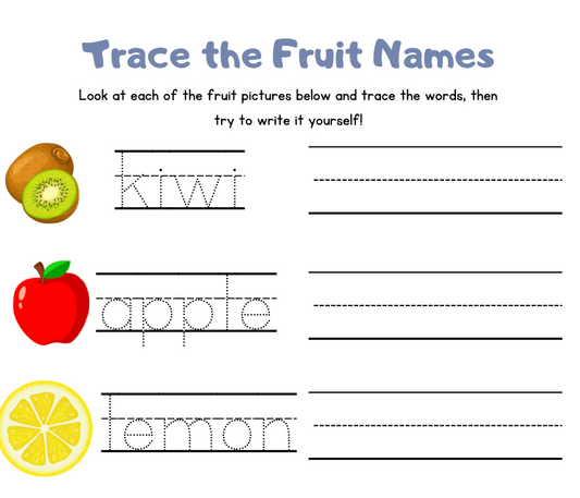 Trace the Fruits - Fruits of the Spirit Learning Theme