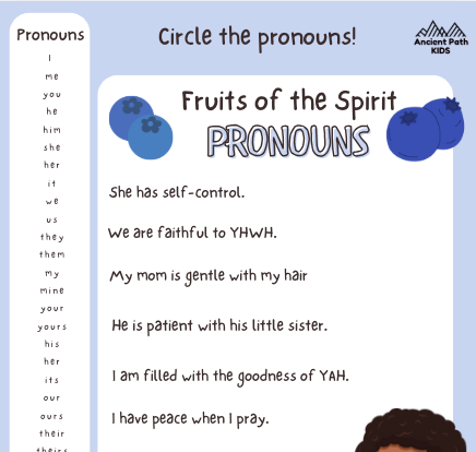 Fruits of the Spirit Learning Pronouns -  Fruits of the Spirit Learning Theme