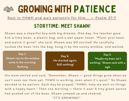 Devotion + Beans Science Experiment + Coloring Page: Count the Omer with Patience Theme